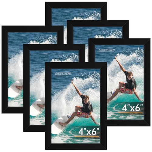 4x6 Picture Frame Set of 6, 4x6 Photo Frames with HD Plexiglass for Wall Hanging or Tabletop Display, Black - color: Black, size: 4"×6"
