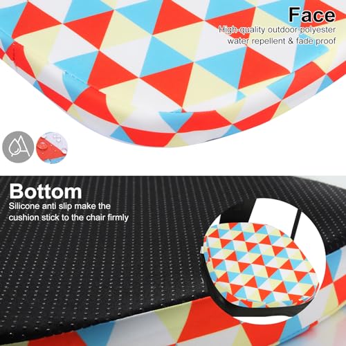 GUEGLSA Outdoor Waterproof Seat Cushions 14x14 inch, Non Slip Metal Chair Pad with Ties, U Shaped Metal Chair Cushion for Kitchen Dining Patio Chair, Set of 2, Mix Diamond - color: Mix Diamond