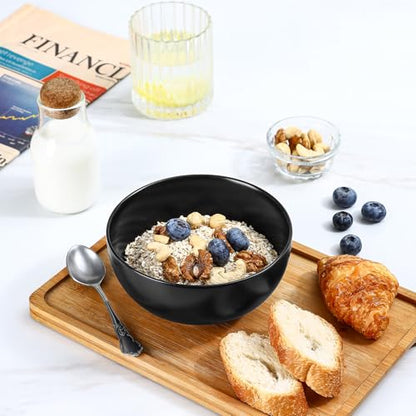 Selamica Ceramic Cereal Bowls set of 6, 24 oz Soup Bowls for Salad, Oatmeal, Microwave Dishwasher Safe, Matte Black - color: Matte Black, size: 24 Oz