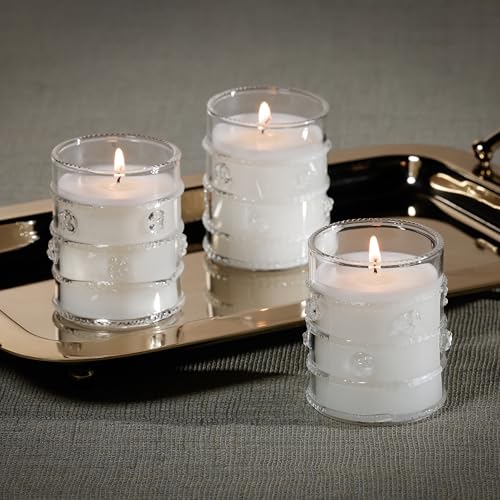 Zodax Grand Casablanca Scented Jar Candles, 2.82 oz, 3 Pack - Water Lotus | Decorative glass jar candle set, Clean aquatic floral and herbal scent, 25 hours burn time, Gift box included - size: 2.82 oz/ 3 pack