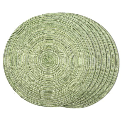 FunWheat Round Braided Placemats Set of 6 Place mats for Dining Tables Woven Heat Resistant Table Mats 15 inch (Light Green) - color: Multi Light Green, size: 6pcs