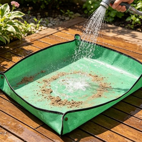 27.5" X 39.4" Large Repotting Mat Waterproof Gardening Mat for Indoor Plants, Foldable Transplanting Dirt Control Portable Potting Tray for Plant Lovers Gardening Gifts