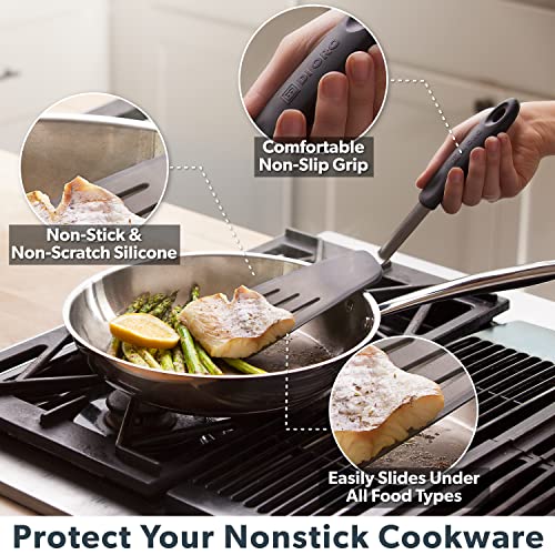 DI ORO - Chef Series FLEX Silicone Spatula 600ºF Heat-Resistant Flexible Silicone Rubber Turner Spatulas (3-Piece Set) - size: 3-Piece Set (Standard, Round, and Angled Turner)
