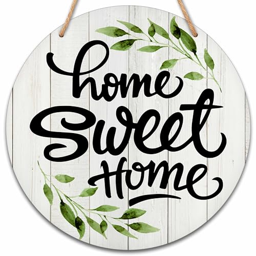 Welcome Sign for Front Door, Home Sweet Home Round Hanging Sign With Rope, Rustic Wall Decor For Farmhouse Home Front Door Porch, Housewarming Gifts for Family Friend, A05 - color: Country Rustic