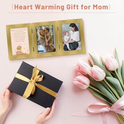 Golden State Art, 4x6 Triple Picture Frame Gold- Real Glass, 2 Pack | Trifold Photo Frame Vertical Display for Desktop - Three Folding Picture Collage - color: Gold, size: 4x6(2 Pack)