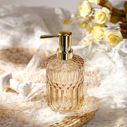YunNasi Soap Dispenser with Pump Refillable | Liquid Hand Soap Dish Soap Dispensers for Bathroom Counter, Kitchen Sink, Amber - color: Amber