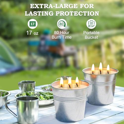 Set of 2 Citronella Outdoor Candle - 17 oz Large 3-Wick Soy Wax Candle with up to 180 Hours of Burning time, Perfect for Yards, Gardens, Balconies and Camping. - color: 2Pack-Lemongrass