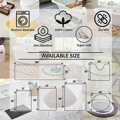 Better Trends Toilet Rugs U Shaped 100% Cotton 20" x 20" Bath Mats, White & Sage Contour Bath Mat - Tufted, Reversible & Absorbent & Machine Washable Bath Mats, Hotel Collection - color: White & Sage, size: 1'8" x 1'8" (1'8" x 1'8" (U-Shape))