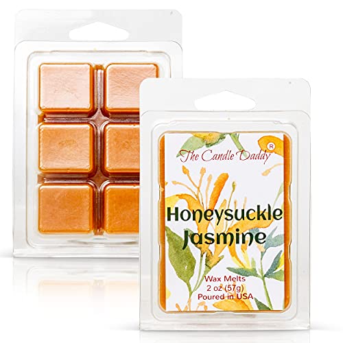 The Candle Daddy - Honeysuckle Jasmine - Floral Honeysuckle & Jasmine Scented Melt- Maximum Scent Wax Cubes/Melts- 1 Pack -2 Ounces- 6 Cubes