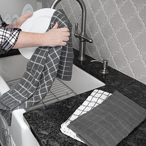 Ritz Premium 3-Pack Kitchen Towel & 6-Pack Dish Cloth Set - Highly Absorbent, Super Soft, Long-Lasting, 100% Cotton Terry Drying Cleaning Cloths, Gray - color: Gray, size: 9-Pack Bundle