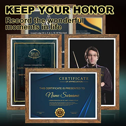 A4 Certificate Frame Set, Set of 6 Wood Picture Frame with High Definition Plexiglass, Rustic A4 Photo Frame Suitable for Wall-Mounted Composite Wood Picture Frames (brown) - size: A4 (8.27 x 11.69 inches)