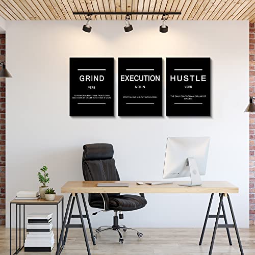 Framed Canvas Wall Art Success Quote, Office Wall Art, Black Large Poster, Positive Motivational Set of 3 Prints, Execute Failure Definition, Inspirational Print (B-3pcs,12x16inchx3pcs) - color: B-3pcs, size: 12x16inchx3pcs