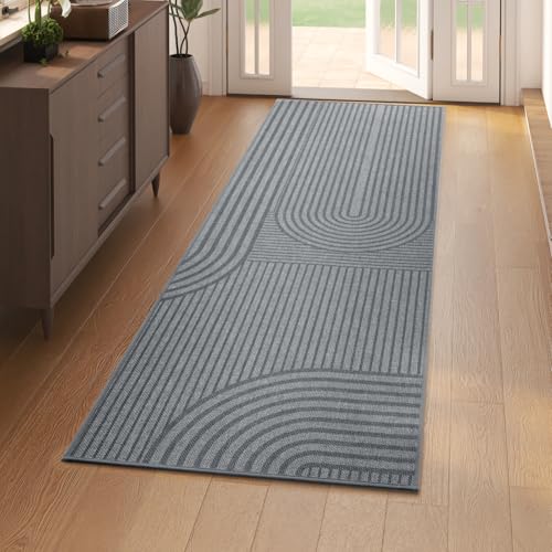 Door Mat Indoor Entrance Front Washable Entry Mat,24''x71'',Grey | Absorbent Dirt Resist Non Slip Indoor Low-Profile Welcome Mats Doormat for Kitchen,Hallway,Laundry Room - color: A Mountain Grey, size: 24'' x 71''