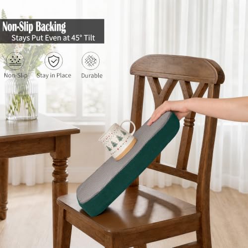 Dining Chair Cushions, Hunter Green, 17"x16", Set of 6 |2'' Thick Cooling Gel High-Density Foam, Ties and Non-Slip Bottom, Removable Washable Cover, For Dining and Kitchen - color: Hunter Green, size: 6 Count (Pack of 1)