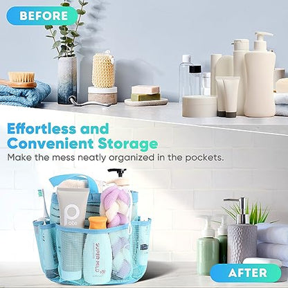 EUDELE Mesh Shower Caddy Portable, 8-Pocket Large Capacity, Quick Dry, Easy Clean, Ideal for Beach, Swimming, Gym, Travel - color: All Ice Blue
