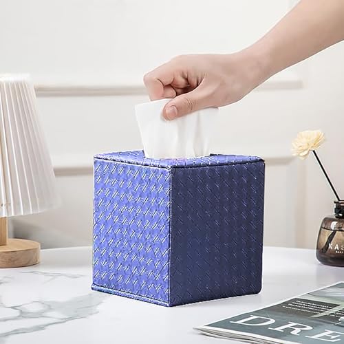Blue Tissue Box Cover,Tissue Box Cover Square,Blue Tissue Box Holders,Tissue Holder for Bathroom Accessories,Bathroom Tissue Holders - color: Blue, size: Square