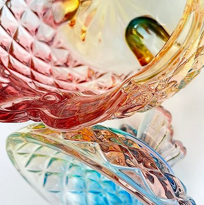 Colorful Crystal Glass Candy Snack Barrel Storage Jar Embossed Luxury Cookie Buffet Canister With Lids Jewelry Box Jar Biscuit Containers - color: Butterfly
