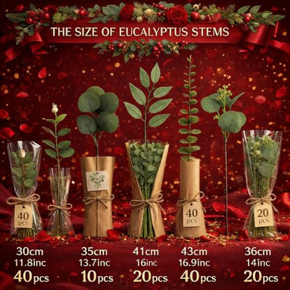 Artificial Eucalyptus Leaves 130 Stems Faux Greenery Branches for Vase Arrangement Wedding Decor Indoor Outdoor Table Centerpiece Home Decoration