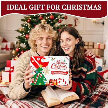 Christmas Candles for Women 12 Pack Candles for Home Scented Winter Holiday 240Hours Small Natural Soy Wax Candle Bulk Mini Candle Gift Set for Men Women Holiday Christmas New Year Winter Décor