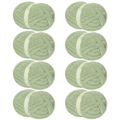 Franel Sage Green Chunky Chenille Yarn for Hand Knitting Blanket (8 Pack, Total 64oz) - Shed-Resistant Fluffy Jumbo Yarn for Crocheting, Super Bulky Big Yarn for DIY Throw, Pre-Wound & Tangle-Free - color: 28
