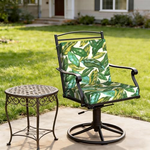 DYTXIII Outdoor Midback Chair Cushions Set of 2-20"x17" Water Repellent & Fade-Resistant Patio Seat Cushions with High-Resiliency Foam, Non-Slip Ties for Dining, Balcony Furniture-Lush Leaf Jungle - color: Lush Leaf Jungle