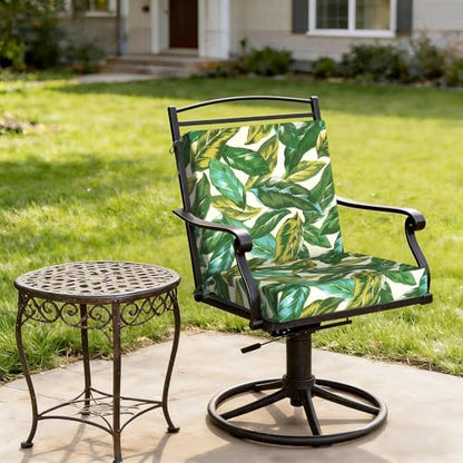 DYTXIII Outdoor Midback Chair Cushions Set of 2-20"x17" Water Repellent & Fade-Resistant Patio Seat Cushions with High-Resiliency Foam, Non-Slip Ties for Dining, Balcony Furniture-Lush Leaf Jungle - color: Lush Leaf Jungle