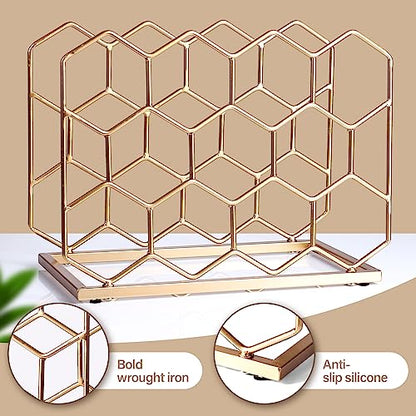 14 Bottle Countertop Wine Rack - Freestanding Modern Gold Metal Wine Rack - Tabletop Wine Holder Stand for Cabinet, Pantry, Wine Bottle Storage…… - color: Gold