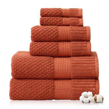 100% Cotton 6 Piece Bath Towel Set | Clay Towels | Oeko‑TEX Standard 100 | Soft & Absorbent, Quick‑Dry | Trinity Collection - Baked Clay - color: Baked Clay, size: 6 Piece Set
