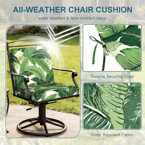 DYTXIII Outdoor Midback Chair Cushions Set of 2-20"x17" Water Repellent & Fade-Resistant Patio Seat Cushions with High-Resiliency Foam, Non-Slip Ties for Dining, Balcony Furniture-Palms Green - color: Palms Green