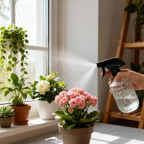 YYTSGG Clear Glass Handheld Spray Bottle, 15oz, Adjustable Mist Nozzle | Refillable Plant Mister Bottle, Water Spray Bottle for Indoor Flowers, Outdoor Gardening, Cleaning, Hair and Pets Care - color: Clear