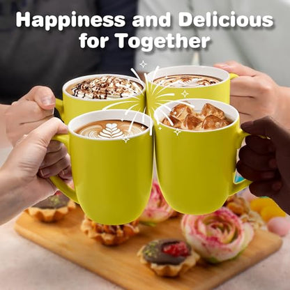 Urbanstrive 16 oz Large Coffee Mug with Handle Tea Cup Novelty Coffee Cup Idea Gift for Men Women Office Work (Yellow) - color: Yellow