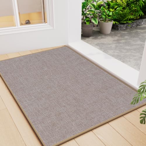 Welcome Front Door Mat Indoor Entrance Entry Mat Khaki 17"x30" | Dirt Resistant Absorbent Low-Profile Thin Braided Indoor Door Mat, Non Slip Rubber Back Inside Doormat Washable Entryway Mat - color: A- Khaki, size: 17"x30"