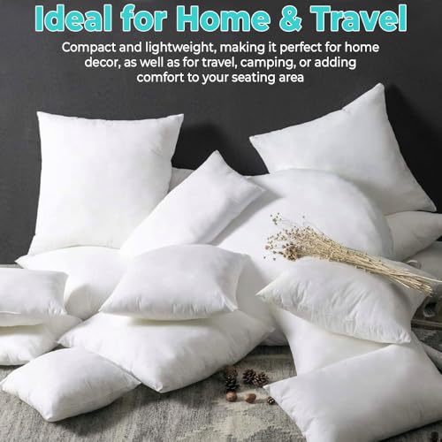 QUBA LINEN 18 x 18 Throw Pillow Insert - Pack of 2 White, Down Alternative Pillow Inserts for Decorative Pillow Covers, Throw Pillows for Bed, Couch Pillows for Living Room (Pack of 2) - size: 18x18 Inch (Pack of 2)