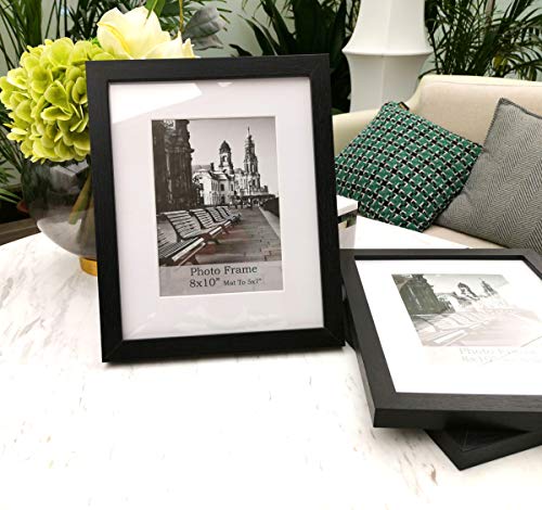 Meetart 8x10inch Black Photo Frames mat to 5x7inch, Pack of 3 Piece, In Plastic Glass, MDF Wood Material Table Top Stand And Wall hanger Vertical and Horizontal.(8x10) H - size: 8x10 3 Pack