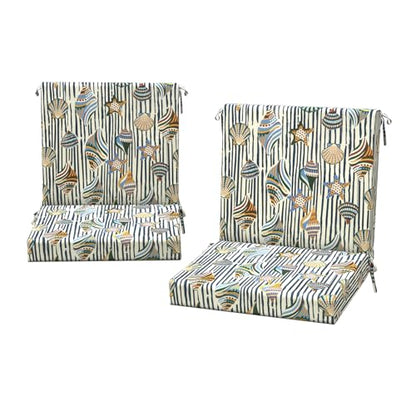 DYTXIII Outdoor Midback Chair Cushions Set of 2-20"x17" Water Repellent & Fade-Resistant Patio Seat Cushions with High-Resiliency Foam, Non-Slip Ties for Dining, Balcony Furniture-Crayon Shells - color: Crayon Shells