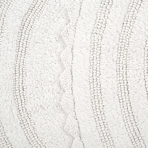 Royal Blaze Crochet Bath Rug 100% Cotton Reversible, 2Pcs 18”x26” White Oval Bath Mat, Washable Plush Bathroom Rug, Tufted Loop Design with Quick-Dry Technology, Machine Washable - color: Soft White, size: 18"x26" + 18"x26" Oval
