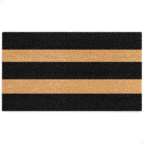 Door Mat - Welcome Mat for Front Door with Non-Slip Backing - Durable Coir Doormat - Perfect for Outside Entrance and Entryway Matt - Outdoor/Indoor - Wide Stripes - 17" x 30" - color: Wide Stripes