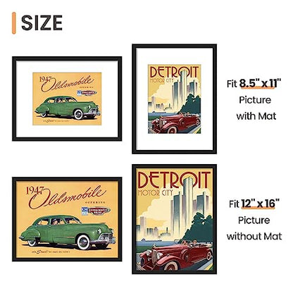 upsimples 12x16 Picture Frame Set of 10, Display Pictures 8.5x11 with Mat or 12x16 Without, Multi Photo Frames Collage for Wall Display, Black | Fit 8.5x11 and 12 x 16 Photos, Wall or Tabletop Display, For Gallery Hallway Living Room, For Christmas - colo
