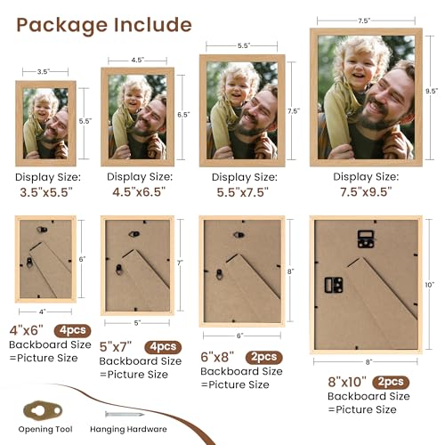Heimlove Oak Wood Grain Collage Picture Frames Set of 12,Two 8x10,Two 6x8,Four 5x7,Four 4x6 Photo Frames,Gallery Wall Frame Set for Wall Mount or Tabletop Display - color: OAK WOOD GRAIN