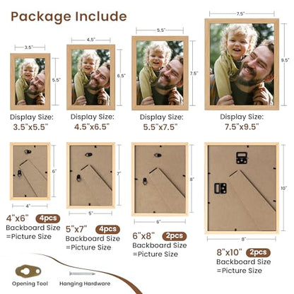 Heimlove Oak Wood Grain Collage Picture Frames Set of 12,Two 8x10,Two 6x8,Four 5x7,Four 4x6 Photo Frames,Gallery Wall Frame Set for Wall Mount or Tabletop Display - color: OAK WOOD GRAIN