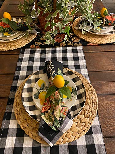 2 Pack Woven Placemats, 13.5 inches Natural Wicker Water Hyacinth Straw Braided Tablemats for Dining Table - size: Plate Chargers 13.8 inch-2