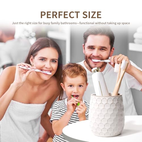 Toothbrush Holder, Tooth Brush Holder for Bathroom - Ceramic Toothbrush Cup White Toothbrush Holders Countertop, Makeup Brush Holder Pen Holder, 3.62" x 3.62" x 3.93", ANTIS'S HOME - color: White, size: Honeycomb