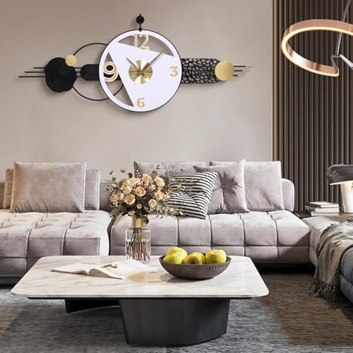 51x21 Inch Modern Abstract Silent Wall Clock Battery Powered | Quartz Movement, Bold Analog Dial, for Bedroom, Hallway, Home Office, Entryway, and Housewarming Gifts - color: O - 51x21 in