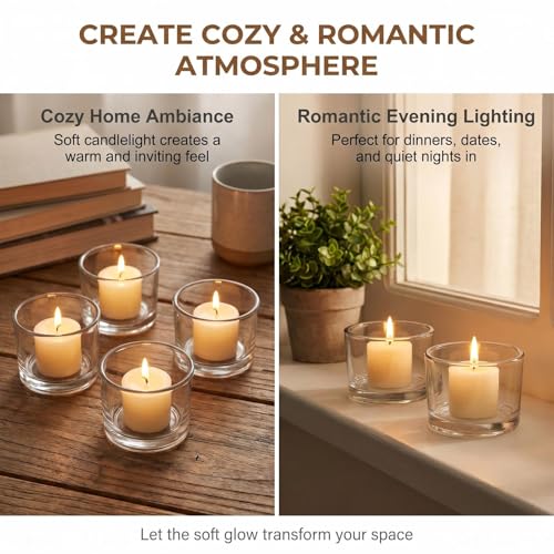4 Pcs Clear Glass Tealight Candle Holders - Small Votive Candle Jars for Wedding Centerpieces Reception Table Decor Party Dinner