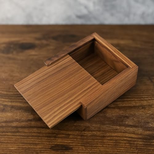 3.7" x 3.7" x 1.6" Inch Walnut Jewelry Box for Rings, Earrings, Keepsakes | Wedding Gift, Elegant Present | Handcrafted Wood Box - color: Walnut Box-XHH-9.5*9.5CM