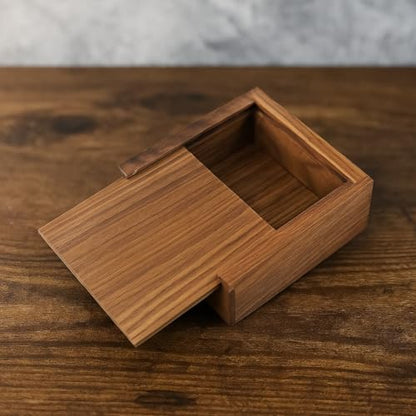 3.7" x 3.7" x 1.6" Inch Walnut Jewelry Box for Rings, Earrings, Keepsakes | Wedding Gift, Elegant Present | Handcrafted Wood Box - color: Walnut Box-XHH-9.5*9.5CM