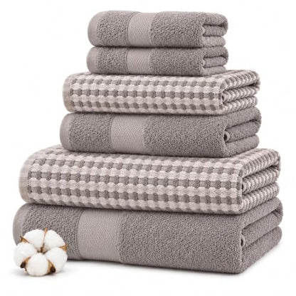 Modern Threads 6 Piece Cotton Bath Towel Set – Ultra Soft 600 GSM Towels – Bathroom Set with Hand Towels and Washcloths – Waffle (Classic Taupe) - color: Classic Taupe, size: Standard, style: Waffle