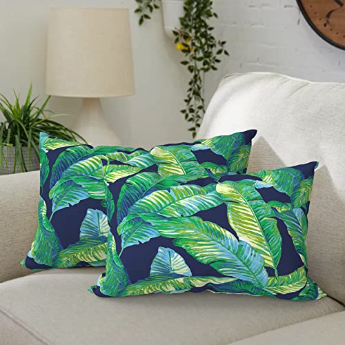 DYTXIII Pack of 2 Waterproof Outdoor Lumbar Pillow with Inserts, 12x20 in Rectangle Decorative Patio Throw Pillow for Home, Sofa,Bench and Patio Furniture, Hanalei Lagoon - color: Hanalei Lagoon, size: 12x20 Inch (With Inserts)