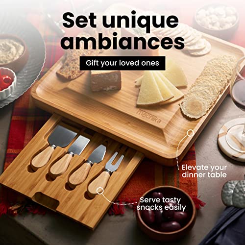 Charcuterie Board Gift Set: Charcuterie Board Set, Bamboo Cheese Board Set - House Warming Gifts New Home, Wedding Gifts for Couple, Bridal Shower Gift |13.5 x 1.5 inch