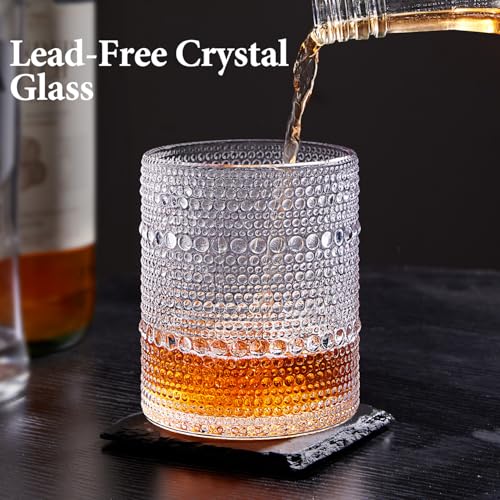 Drinking Water Glass Cups Set,Crystal Hobnail Glass set of 8,15oz&12oz | Unique Design Vintage Tall Glass Cups Sets for Whiskey,Cocktail,mocktails - style: Drinking set of 8 15oz 12oz